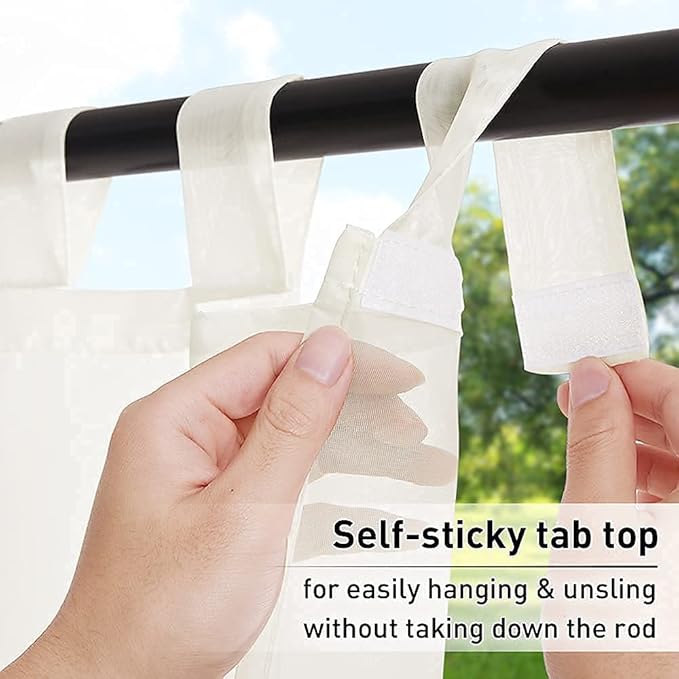 RYB HOME Outdoor Curtain for Patio, Detachable Sticky Tab Top for Easy Hanging - Image 2