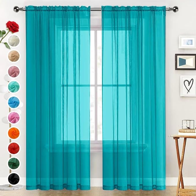 SpaceDresser Sheer Voile Window Treatment Rod Pocket Curtain Panels by SpaceDresser