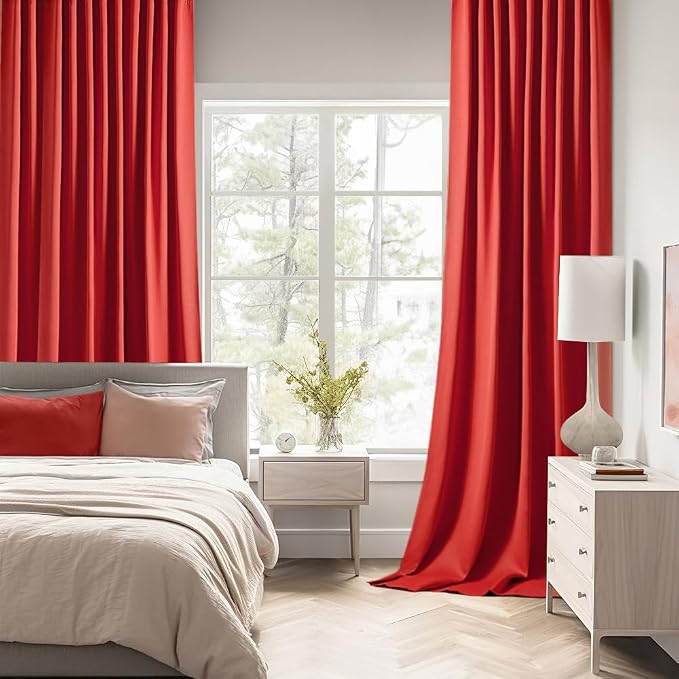 MIULEE Christmas Red Back Tab Blackout Curtains 84 Inch Length 2 Panels Set - Image 2