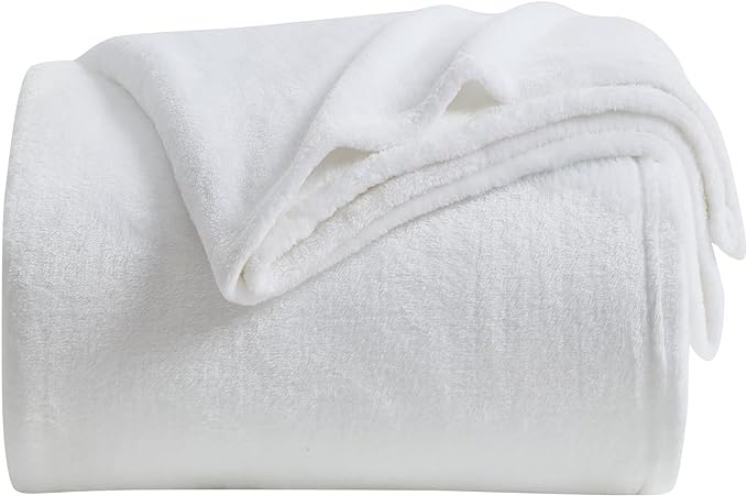 KMUSET Fleece Blanket Twin Size White Lightweight Throw Blanket Super Soft Cozy - Image 4