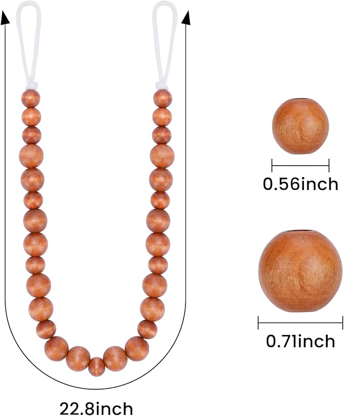 Wood Bead Curtain Tiebacks, KLOGTSIND Set of 6 Curtain Holdbacks - Image 2