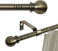 Antique Brass Curtain Rods for Windows 28 to 48 inch, 5/8 inch Small Curtain by GSBLUNIE