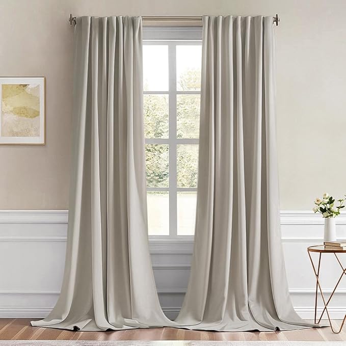 MIULEE Natural Back Tab Blackout Curtains 120 Inch Long 2 Panels Set by MIULEE
