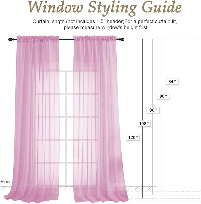 OVZME Light Pink Bedroom Curtains 96 Length - Image 7