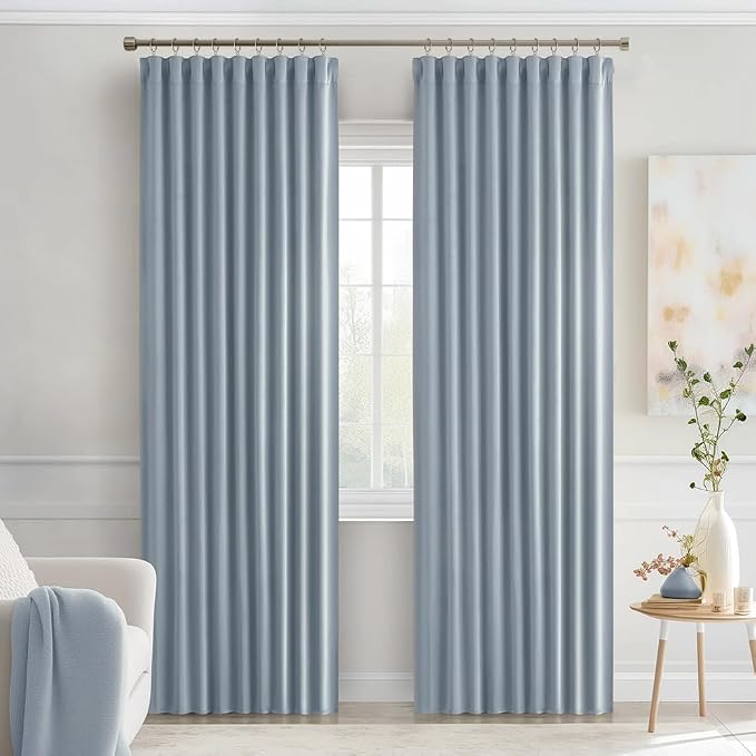 MIULEE Light Blue Back Tab Blackout Curtains 72 Inches Long 2 Panels Set - Image 9