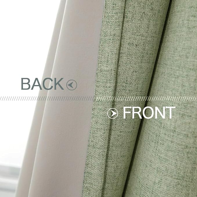 MIULEE Linen Texture Curtains for Bedroom Solid 100% Blackout Thermal Insulated - Image 6