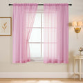 Light Pink Sheer Curtains 63 Inch Length 2 Panels, Voile Sheer Curtain by Home