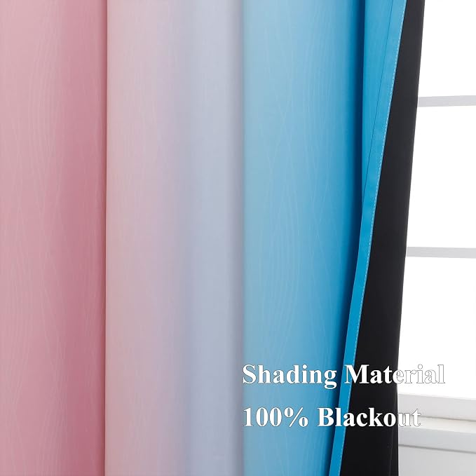 Ombre Pink and Blue Blackout Curtains 54 Inches Long, Full Light Blocking - Image 5