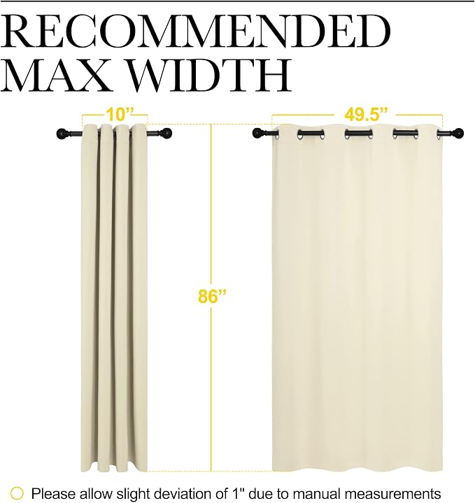 NICETOWN Beige Room Darkening Curtains 86" Long - Image 7