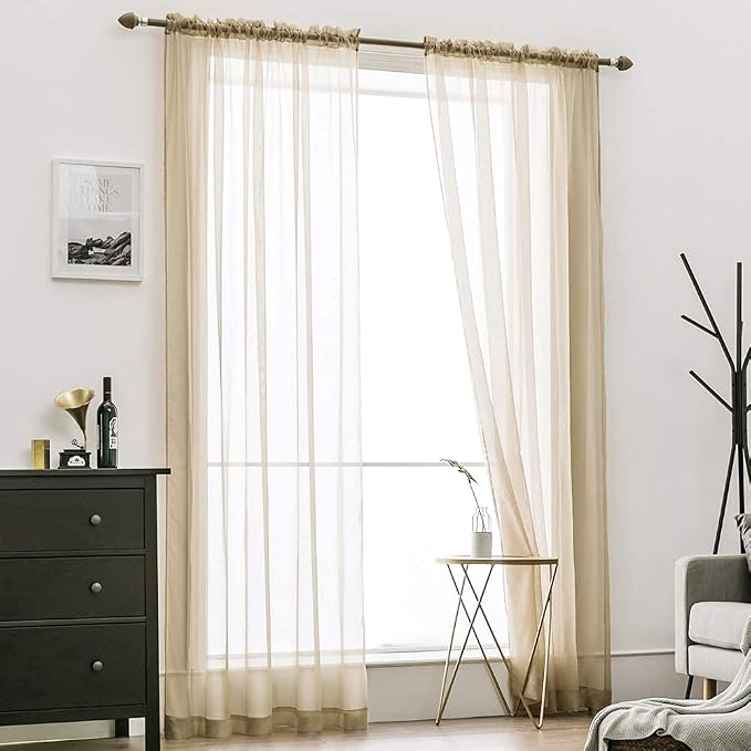 MIULEE 2 Panels Solid Color Sheer Window Curtains Elegant Window Voile - Image 7