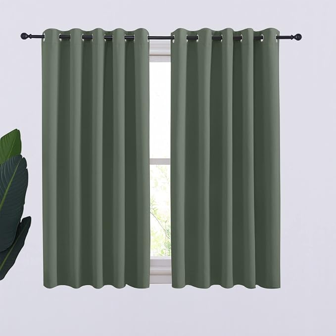 NICETOWN Thermal Insulated Curtains Blackout Draperies, Dark Mallard, Window by NICETOWN