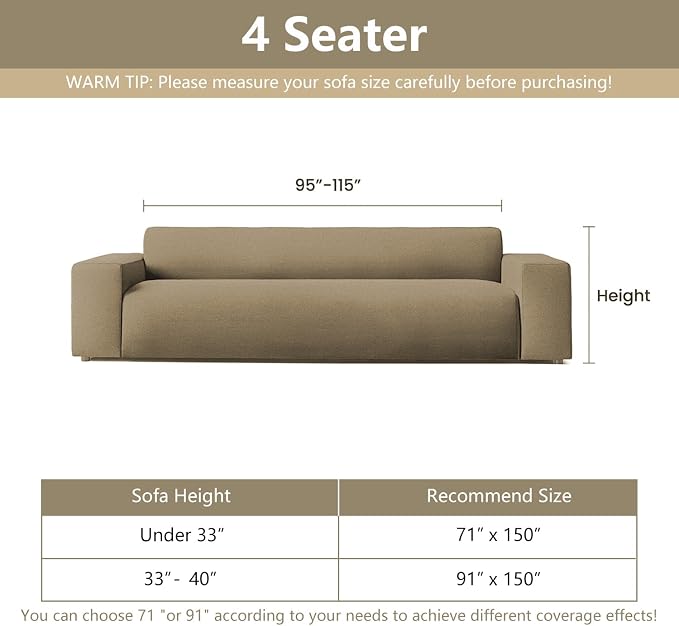 MYSKY HOME Couch Covers for 3 Cushion Couch Sofa, Sectional Couch Cover L Shape - Image 6