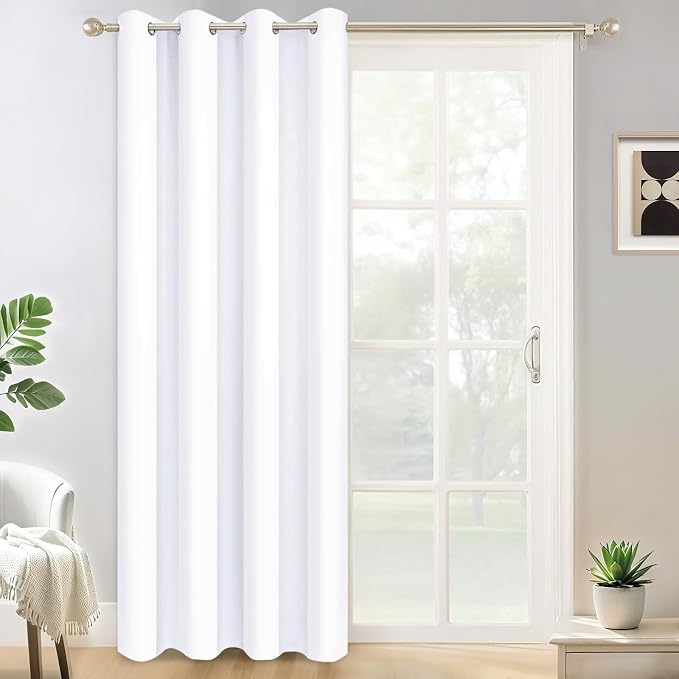 Yakamok Wide Thermal Blackout Patio Door Curtain Panel, Pure White Grommet by Yakamok