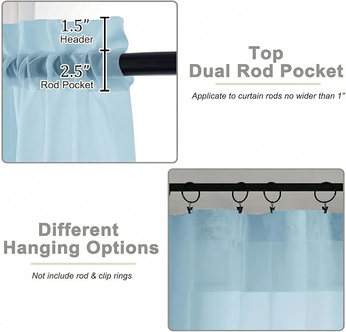Sheer Curtains 84 Inches Long 2 Panels Set - Image 4