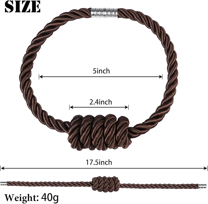 BEL AVENIR Magnetic Curtain Tiebacks, Decorative Drapery Holdbacks Modern Woven - Image 2