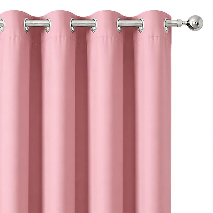 Pink Thermal Blackout Curtains/38 x 84 Inch/Set of 2 Panels Room Darkening - Image 6