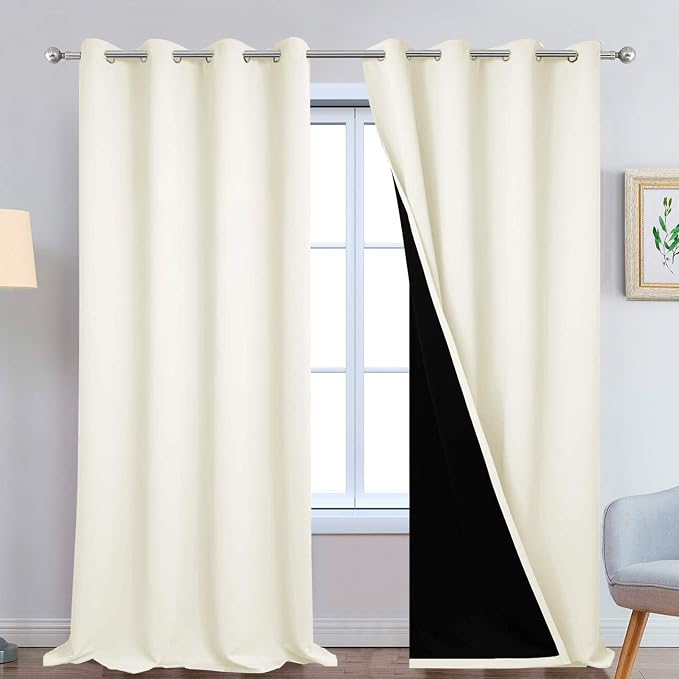 Yakamok 100% Blackout Window Curtain Panels, Heat and Full Light Blocking Drapes by Yakamok