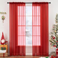 MIULEE 2 Panels Red Solid Color Sheer Christmas Window Curtains Elegant Window by MIULEE