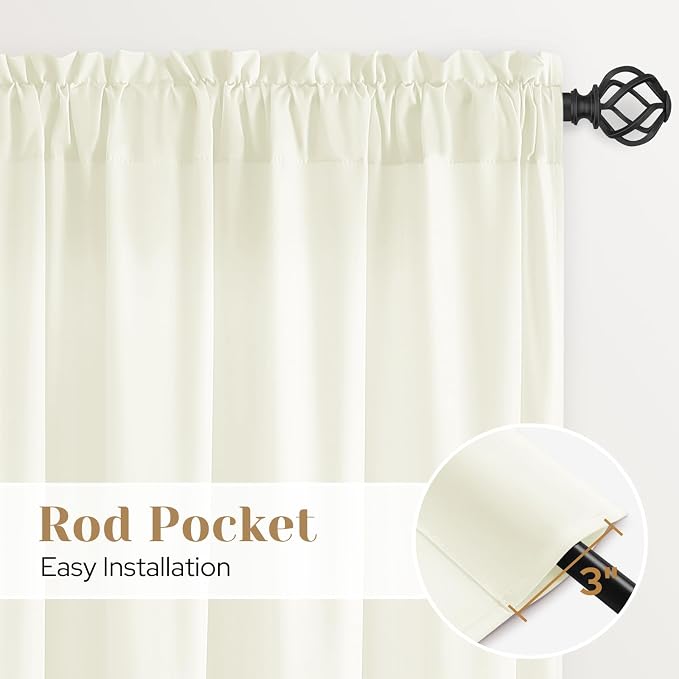 HOMEIDEAS Non-See-Through Ivory Privacy Sheer Curtains, 52 X 45 Inches Long 2 - Image 6