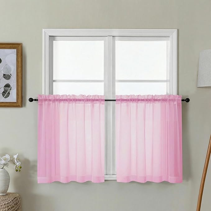 Gwine Short Kitchen Sheer Curtains 24 Inch Length by Gwine