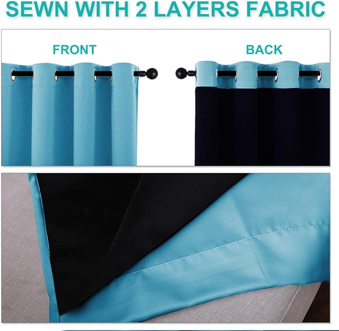 NICETOWN 100% Blackout Curtains 45 inches Long, Teal Blue, 1 Pair, 42 inches - Image 5