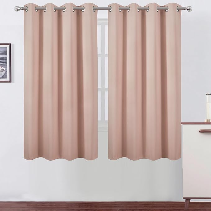 LEMOMO Blush Blackout Curtains 52 x 63 Inch Length/Set of 2 Curtain by Lemomo