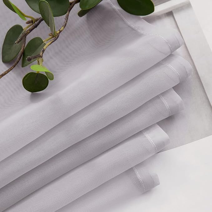 MIULEE 2 Panels Kitchen Tiers Half Window Sheer Curtains Rod Pocket Translucent - Image 5