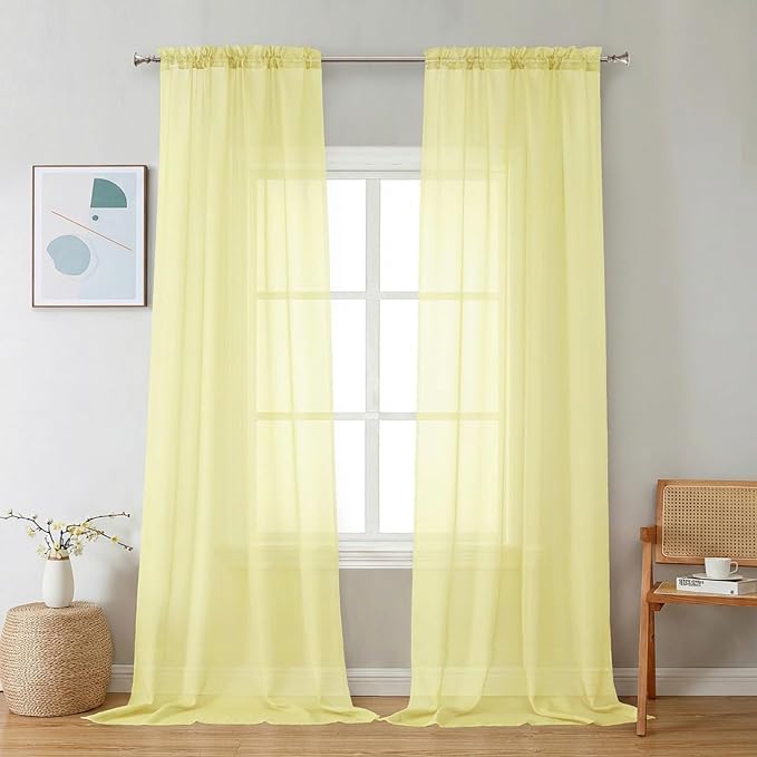 Chyhomenyc Sheer Curtains 96 inches Long 2 Panels by Chyhomenyc