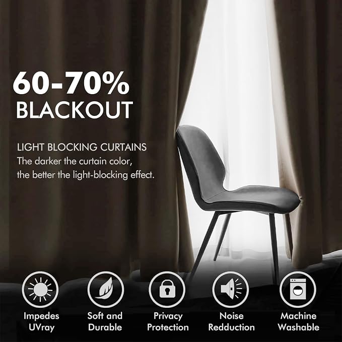 MIULEE 2 Panels Blackout Velvet Curtains Solid Soft Grommet Camel Beige - Image 4
