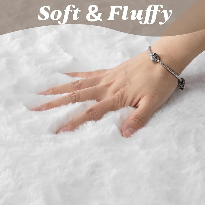 ThreadGlobe Fluffy Faux Rabbit Fur Rug 2'x3', Ultra Soft & Non-Slip Small Rugs - Image 2