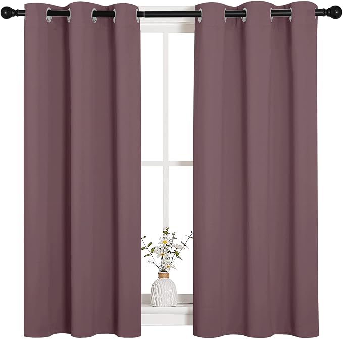 NICETOWN Bedroom Curtain Panels Blackout Draperies, Dry Rose, 1 Pair, 34 by - Image 2