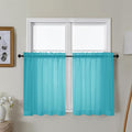 Gwine Turquoise Sheer Curtains 30 Inch Length, Short Light Filtering Voile by Gwine