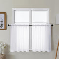 Gwine White Sheer Curtains 30 Inch Length, Short Light Filtering Voile Small by Gwine