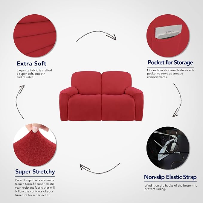 PureFit Super Stretch Loveseat Recliner Sofa Couch Cover - Image 3
