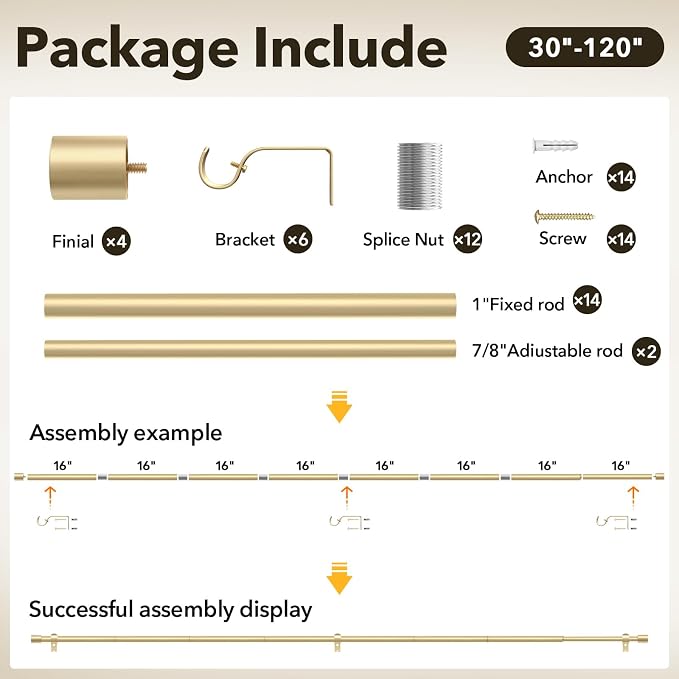 IFELS 2 Pack Heavy Duty Curtain Rods - Image 8