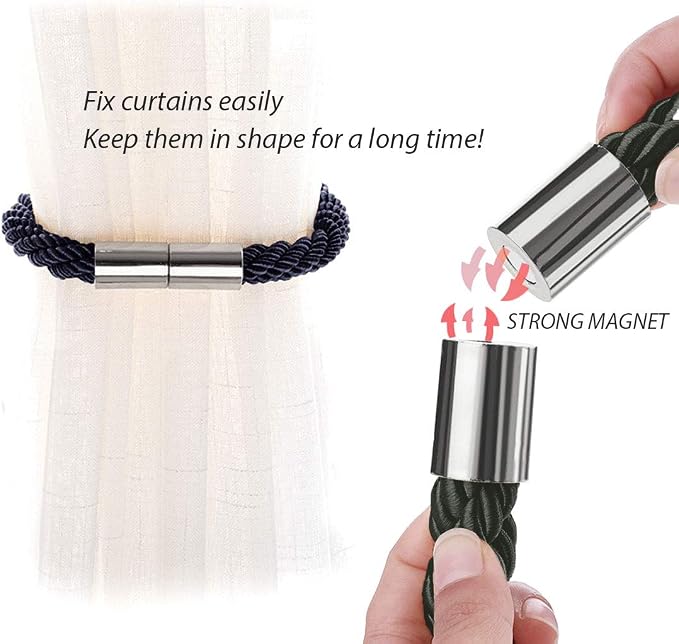 NICEEC 2 Pack Strong Magnetic Curtain Tiebacks Modern Simple Style Drape Tie - Image 4