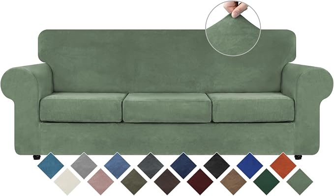 WEERRW 4 Pieces Velvet High Stretch Couch Covers by WEERRW