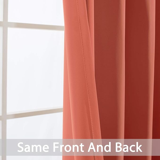Yakamok Curtains 63 Inch Length Coral Orange Room Darkening Blackout Thermal - Image 6