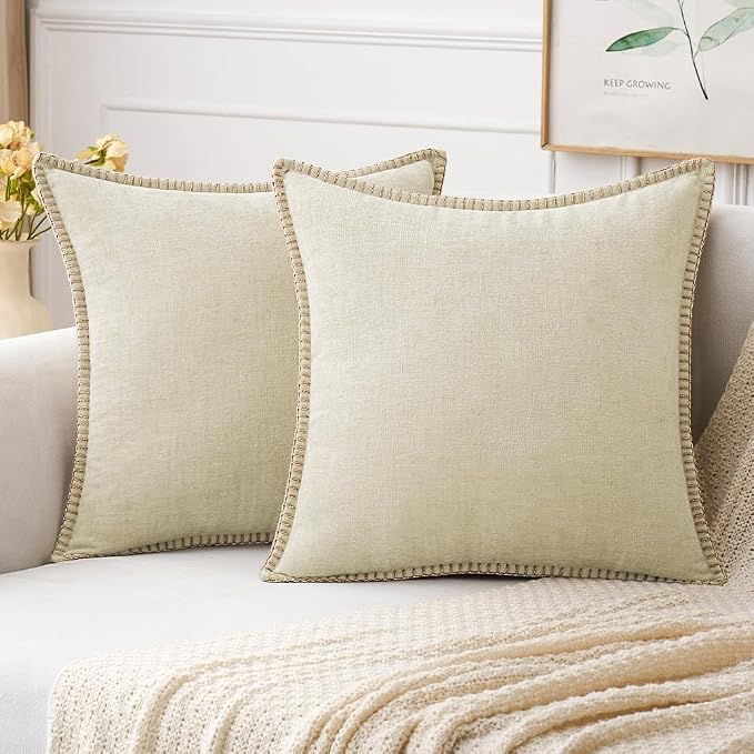 MIULEE Pack of 2 Christmas Pillow Covers 20x20 Inch Cream White Farmhouse by MIULEE