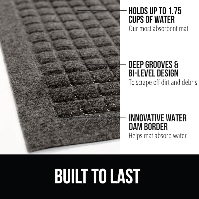 GORILLA GRIP® Ultra Absorbent Front Door Mat Outside Entrance, Traps Dirt and - Image 3