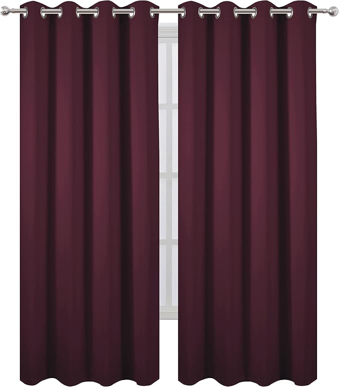 LEMOMO Burgundy Red Thermal Blackout Curtains/52 x 108 Inch/Set of 2 Panels - Image 2