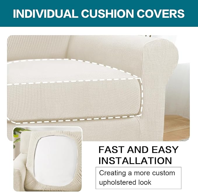 Turquoize 2 Piece Chair Covers Armchair Slipcovers - Image 5