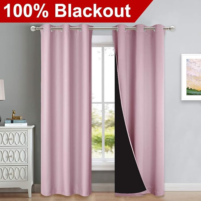 NICETOWN 100% Blackout Window Curtain Panels, Heat and Cold Blocking Drapes - Image 2