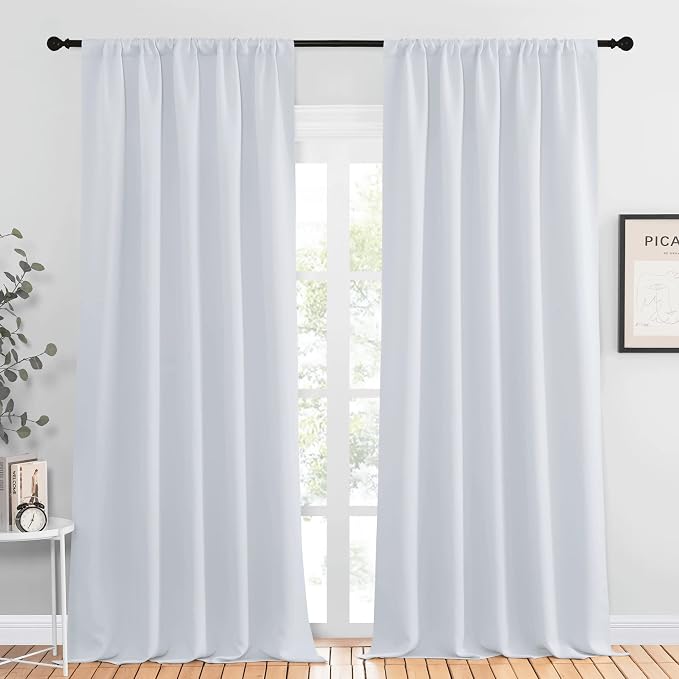 NICETOWN Greyish White Bedroom Curtain Panels - Image 2