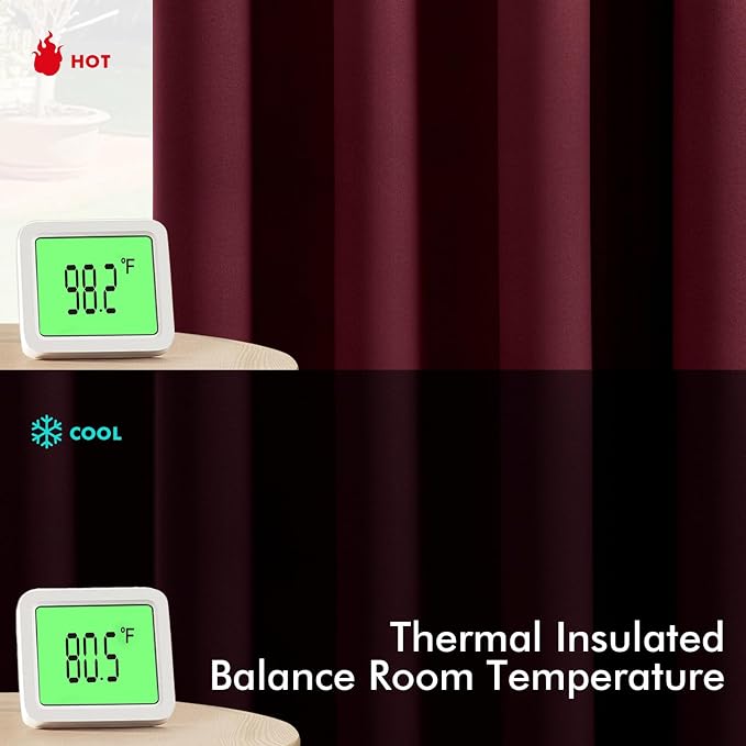 MIULEE Burgundy Red Blackout Curtains - Image 3