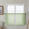 Gwine Light Green Sheer Curtain Tiers 24 Inch Length, Light Filtering Voile by Gwine