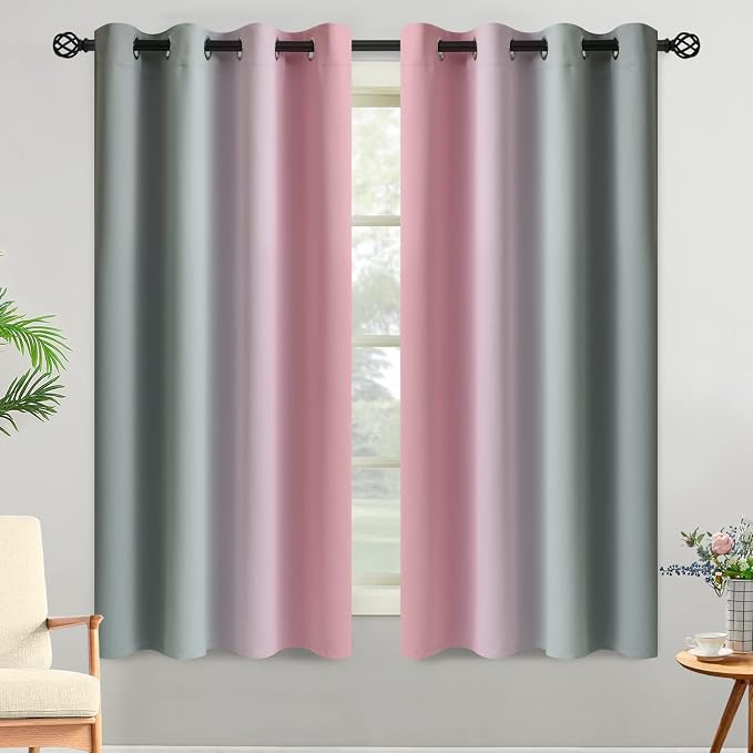 Yakamok Ombre Grey and Pink Curtains by Yakamok