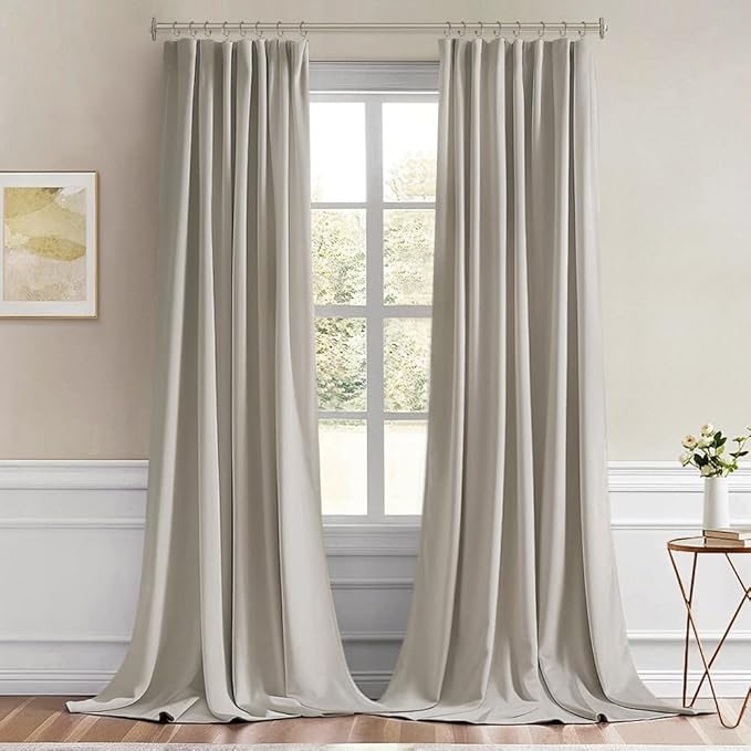 MIULEE Natural Back Tab Blackout Curtains 102 Inch Long 2 Panels Set - Image 9