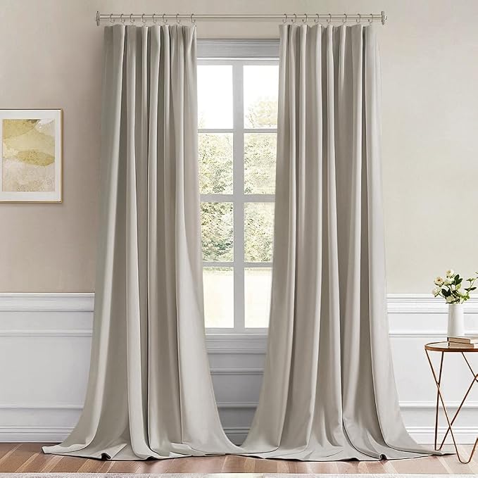 MIULEE Natural Back Tab Blackout Curtain 96 Inch Long 2 Panels Set - Image 9