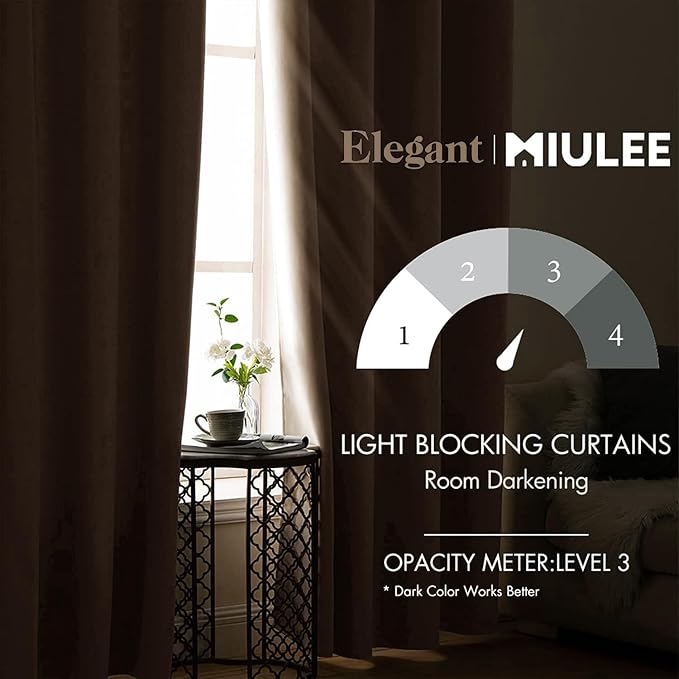 MIULEE Room Darkening Extra Long Curtains Thermal Insulated Drapes Solid Window - Image 2
